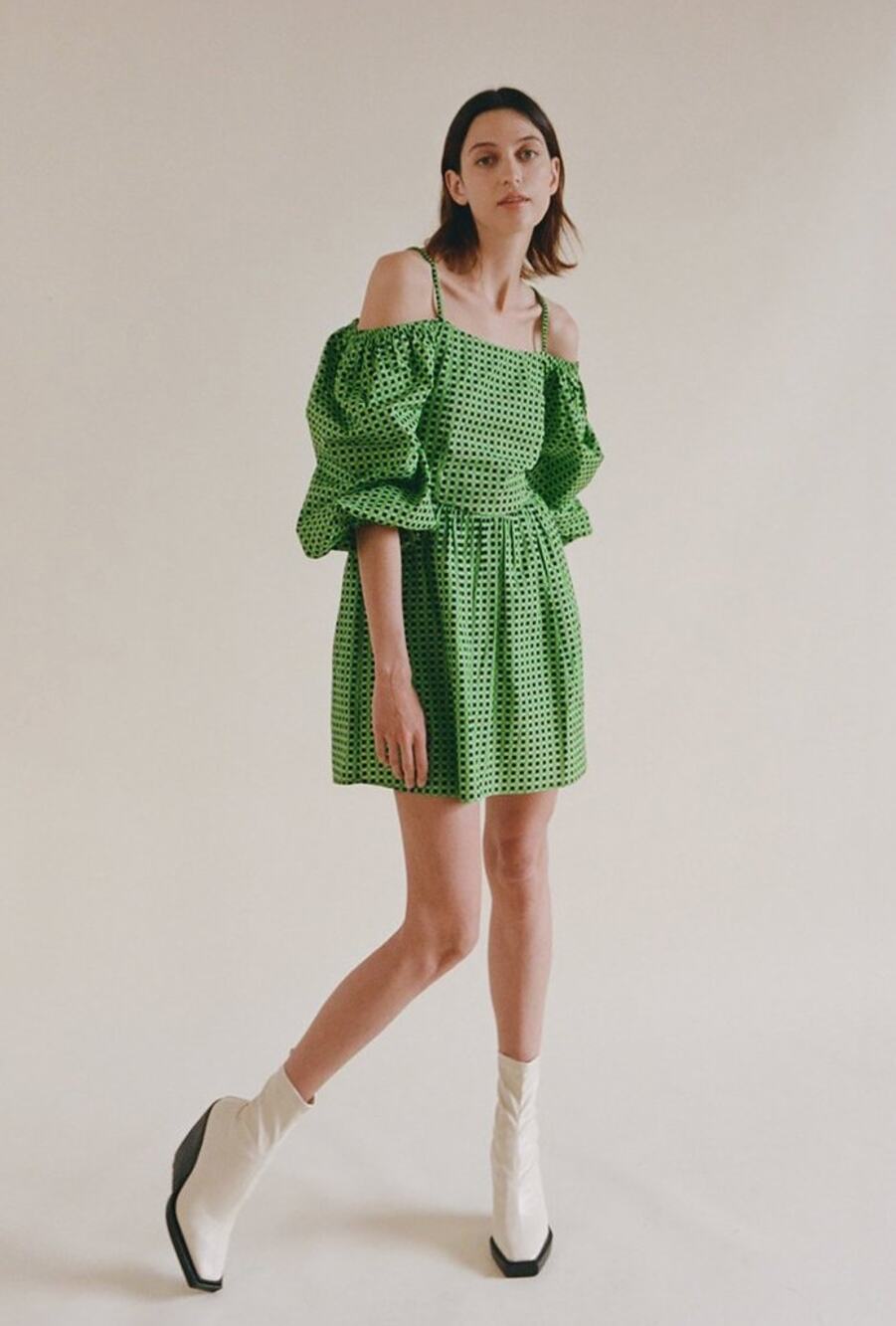 Rationalle Neshant Green Black Mini Geometric Dress Womens  Size Medium